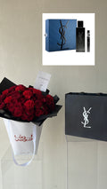 باقة حمراء مع هدية ysl