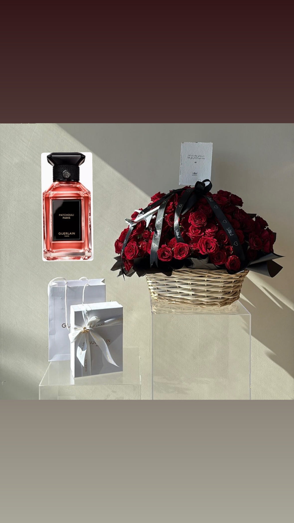 L مع سلة حمراء بدون طيارة الامارات Guerlain عطر