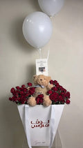 Teddy – Red Bouquet and Balloon